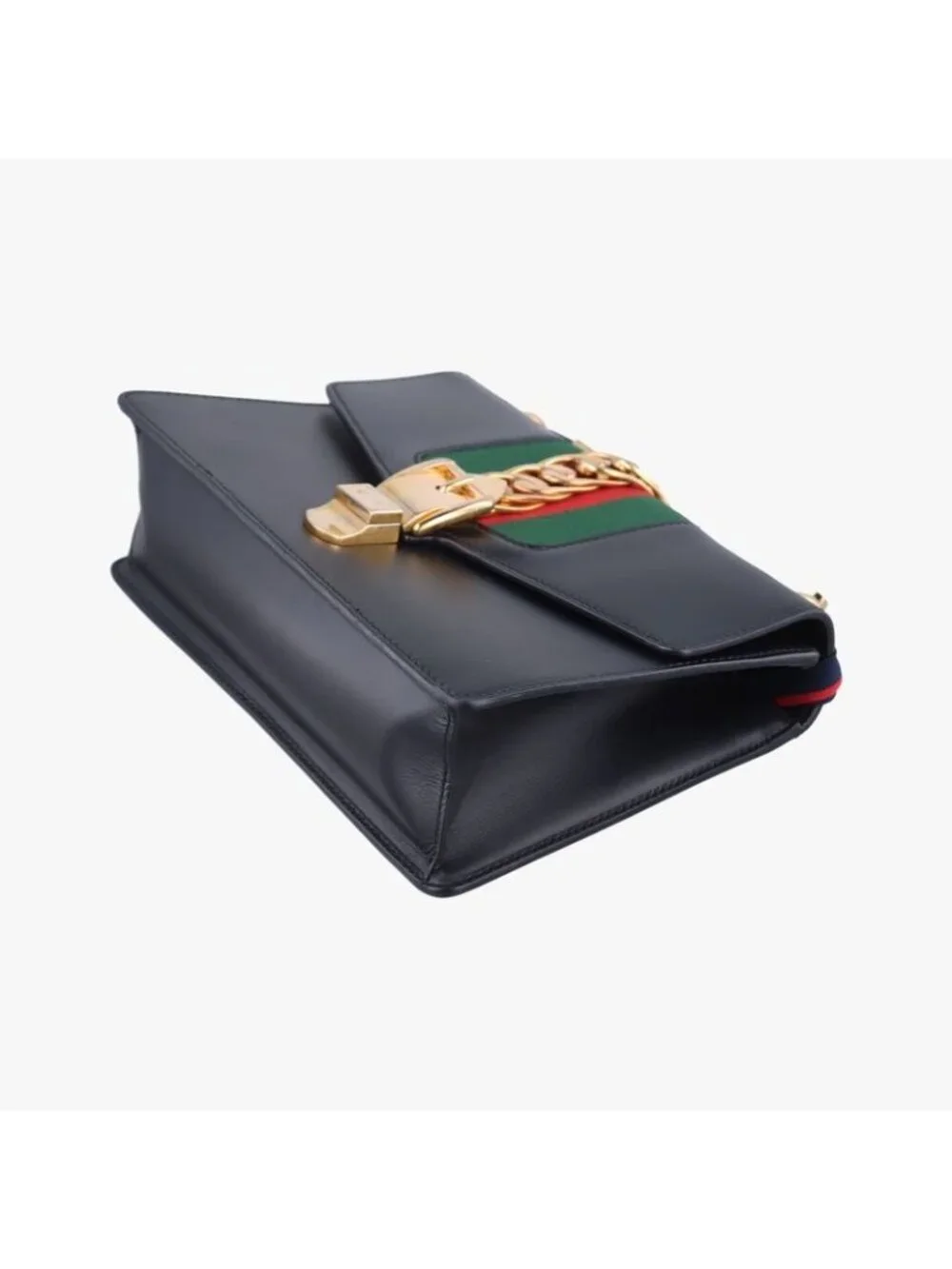 Gucci Sylvie Black Green Red Leather Messenger Bag - Picture 4 of 15